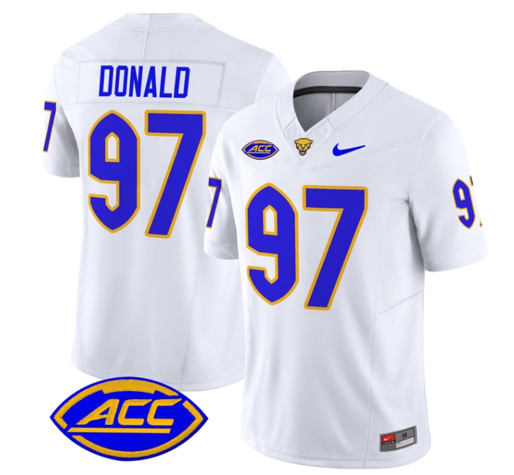 Pittsburgh Panthers 2024 Vapor Limited Football Jersey - All Stitched  WHITE #97 AARON DONALD
