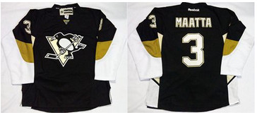 Pittsburgh Penguins #3 Olli Maatta Black Home Stitched NHL Jersey