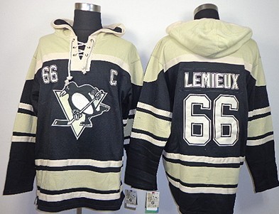 Pittsburgh Penguins #66 Mario Lemieux Black Old Time Hockey hoodies Stitched