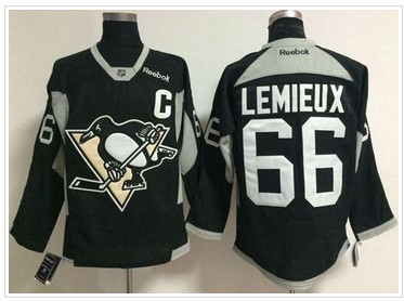 Pittsburgh Penguins #66 Mario Lemieux Black Practice Stitched NHL Jersey