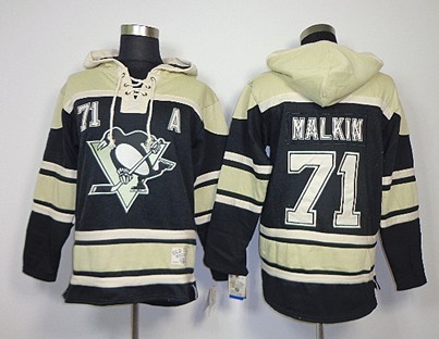 Pittsburgh Penguins #71 Evgeni Malkin Black Old Time Hockey hoodies Stitched