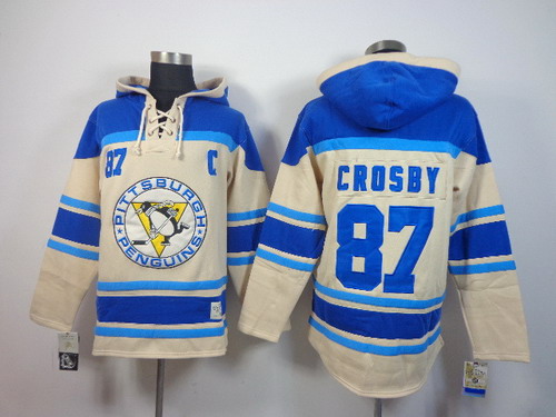 Pittsburgh Penguins #87 Sidney Crosby Cream Hoody Stitched