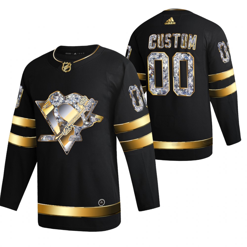 Pittsburgh Penguins Custom Black 2022 Stanley Cup Playoffs Diamond Edition Jersey