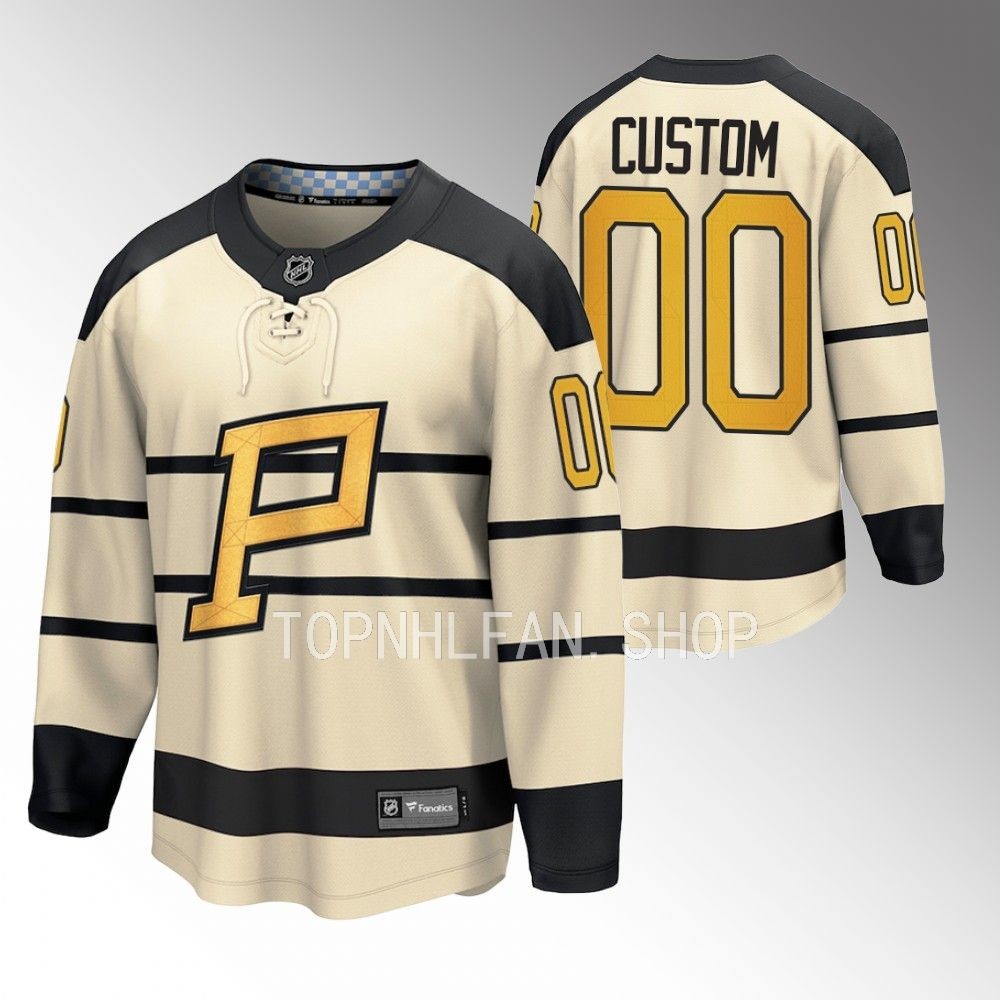 Pittsburgh Penguins Custom Cream 2023 Winter Classic Player Jersey