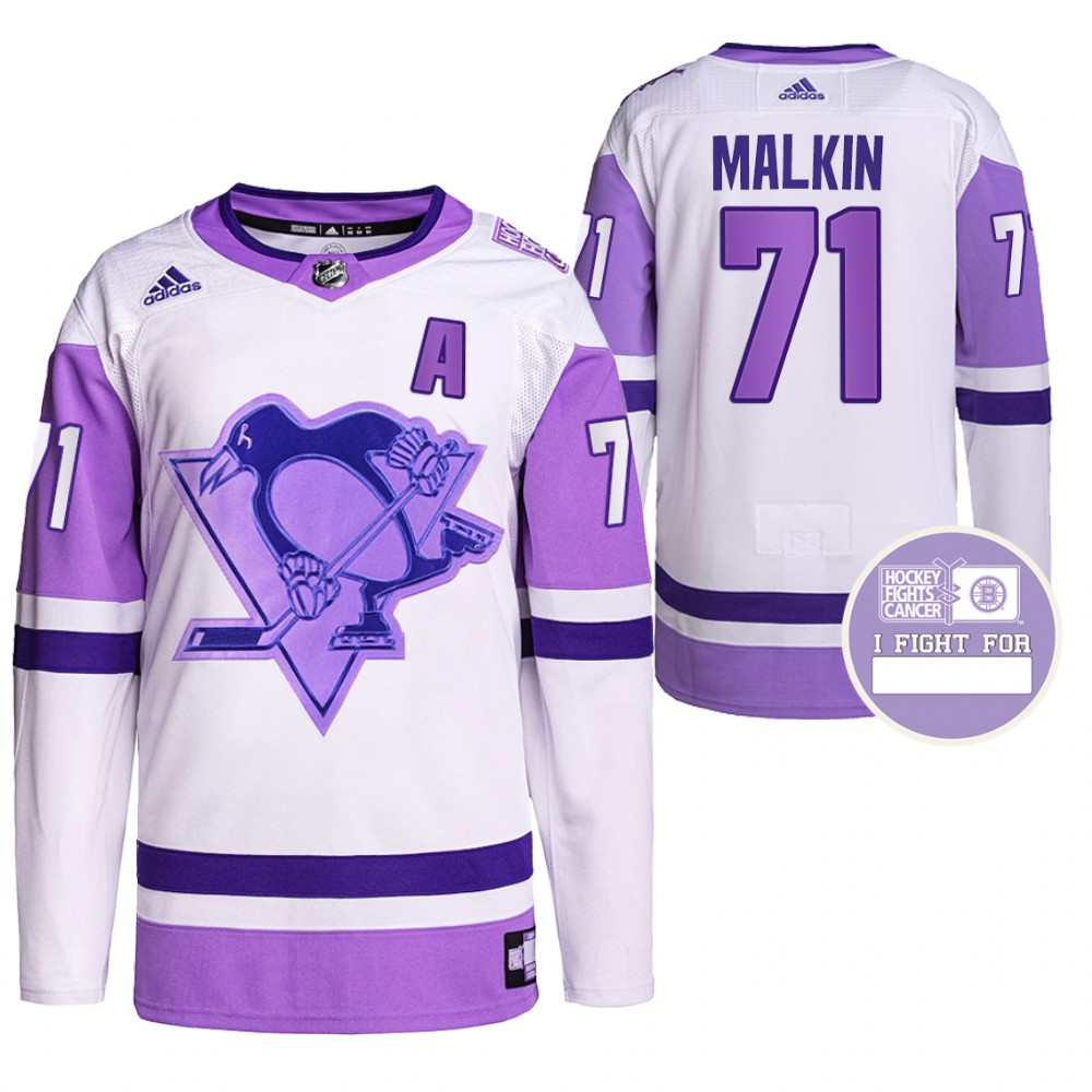 Pittsburgh Penguins Evgeni Malkin Hockey Fights Cancer White Purple Primegreen Authentic Jersey