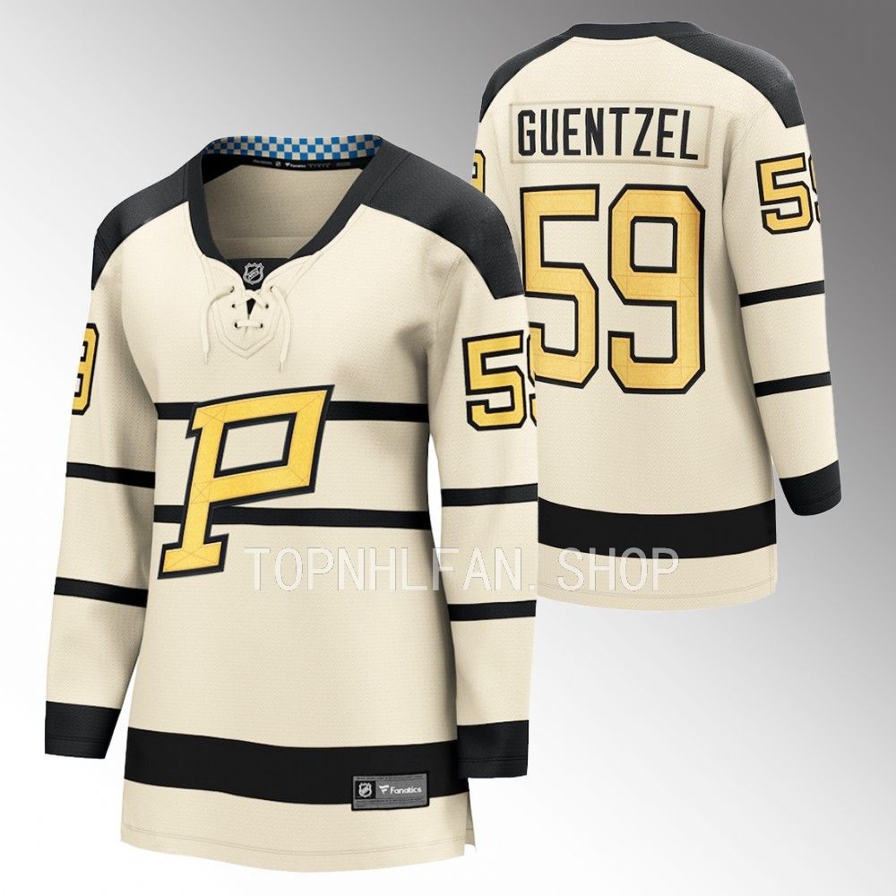 Pittsburgh Penguins Jake Guentzel Women Cream 2023 Winter Classic Jersey