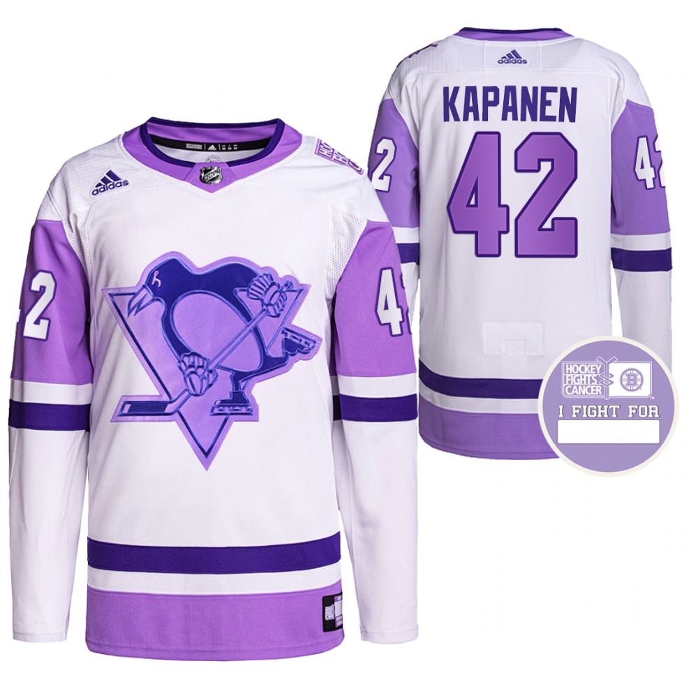 Pittsburgh Penguins Kasperi Kapanen Hockey Fights Cancer White Purple Primegreen Authentic Jersey