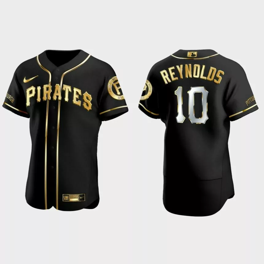 Pittsburgh Pirates #10 Bryan Reynolds Golden Edition Authentic Jersey – Black