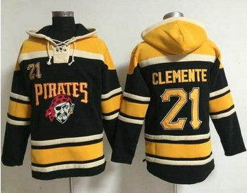 Pittsburgh Pirates #21 Roberto Clemente Black Sawyer Hooded Sweatshirt MLB Hoodie