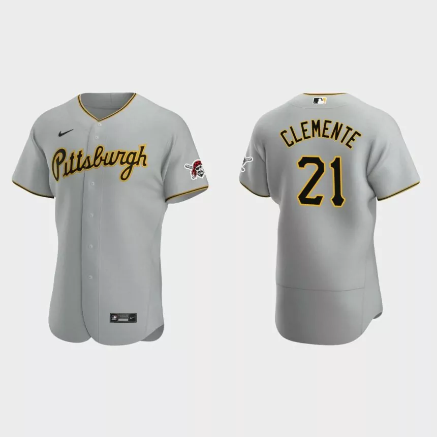 Pittsburgh Pirates #21 Roberto Clemente Gray Authentic Road Jersey