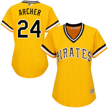 Pittsburgh Pirates #24 Chris Archer Gold Alternate Women's Stitched Baseball Jersey