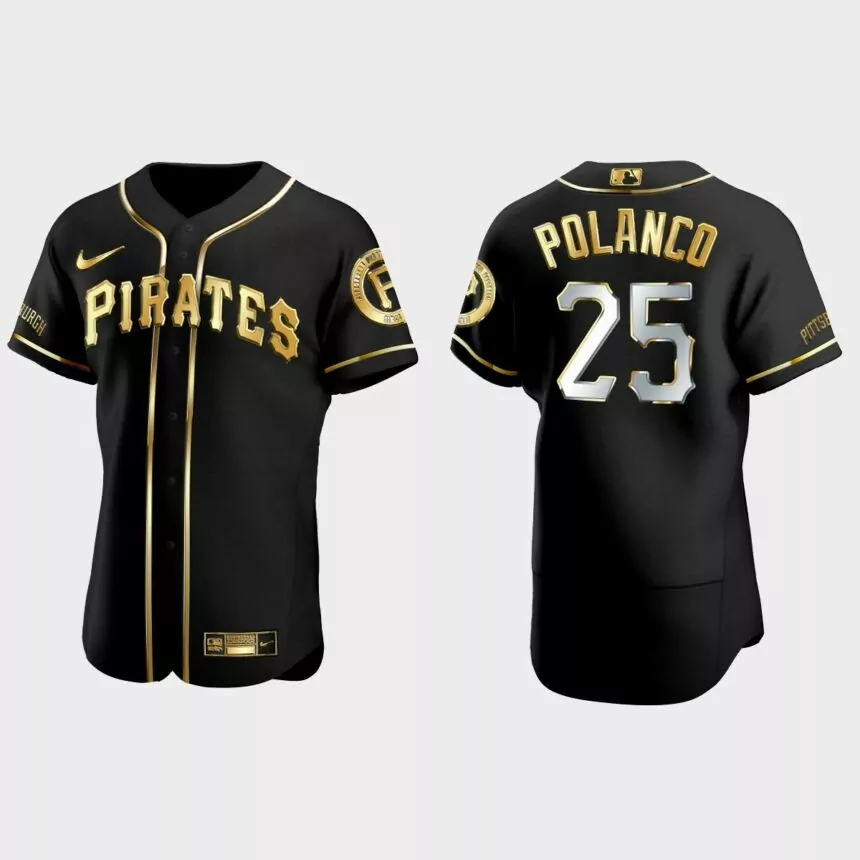 Pittsburgh Pirates #25 Gregory Polanco Golden Edition Authentic Jersey – Black