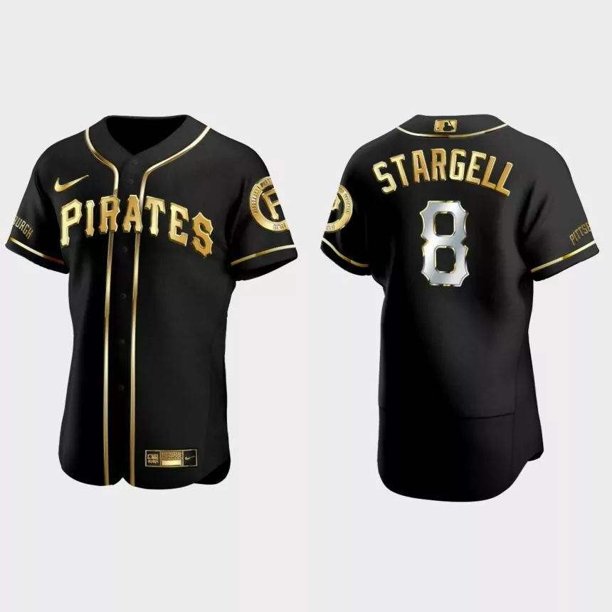 Pittsburgh Pirates #8 Willie Stargell Golden Edition Authentic Jersey – Black