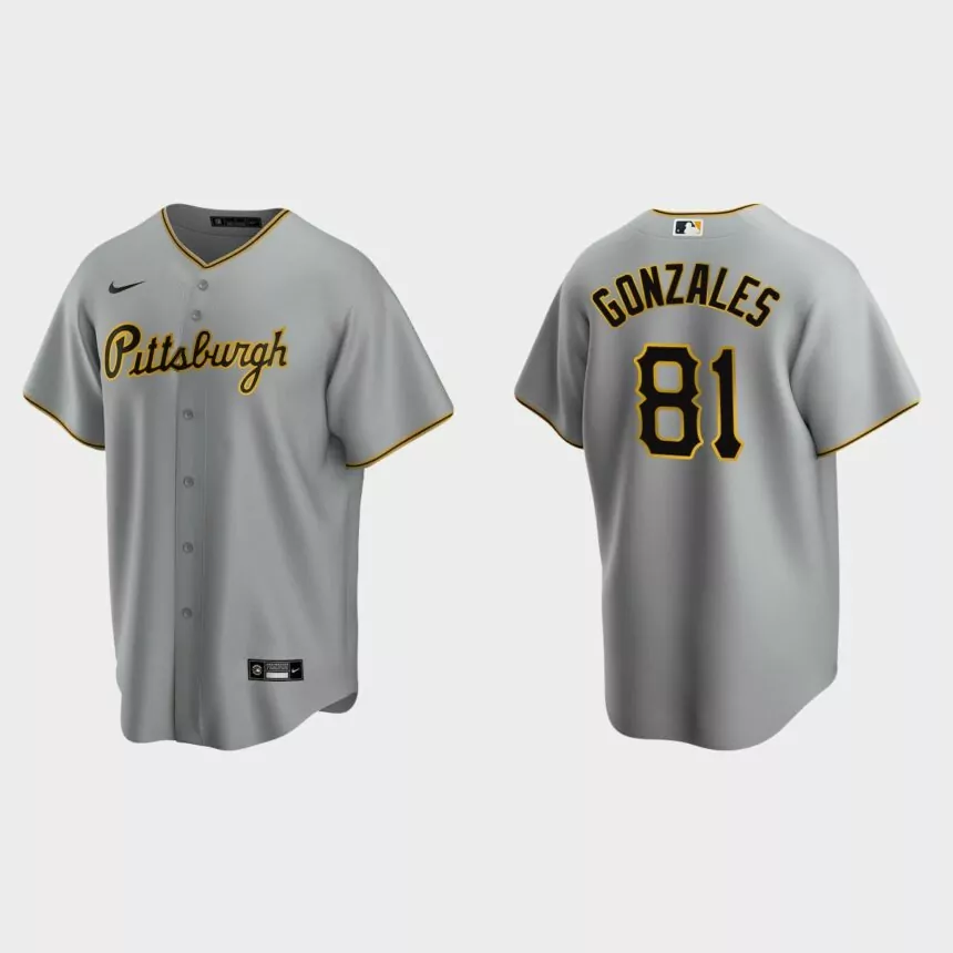 Pittsburgh Pirates #81 Nick Gonzales Replica Road Jersey – Gray