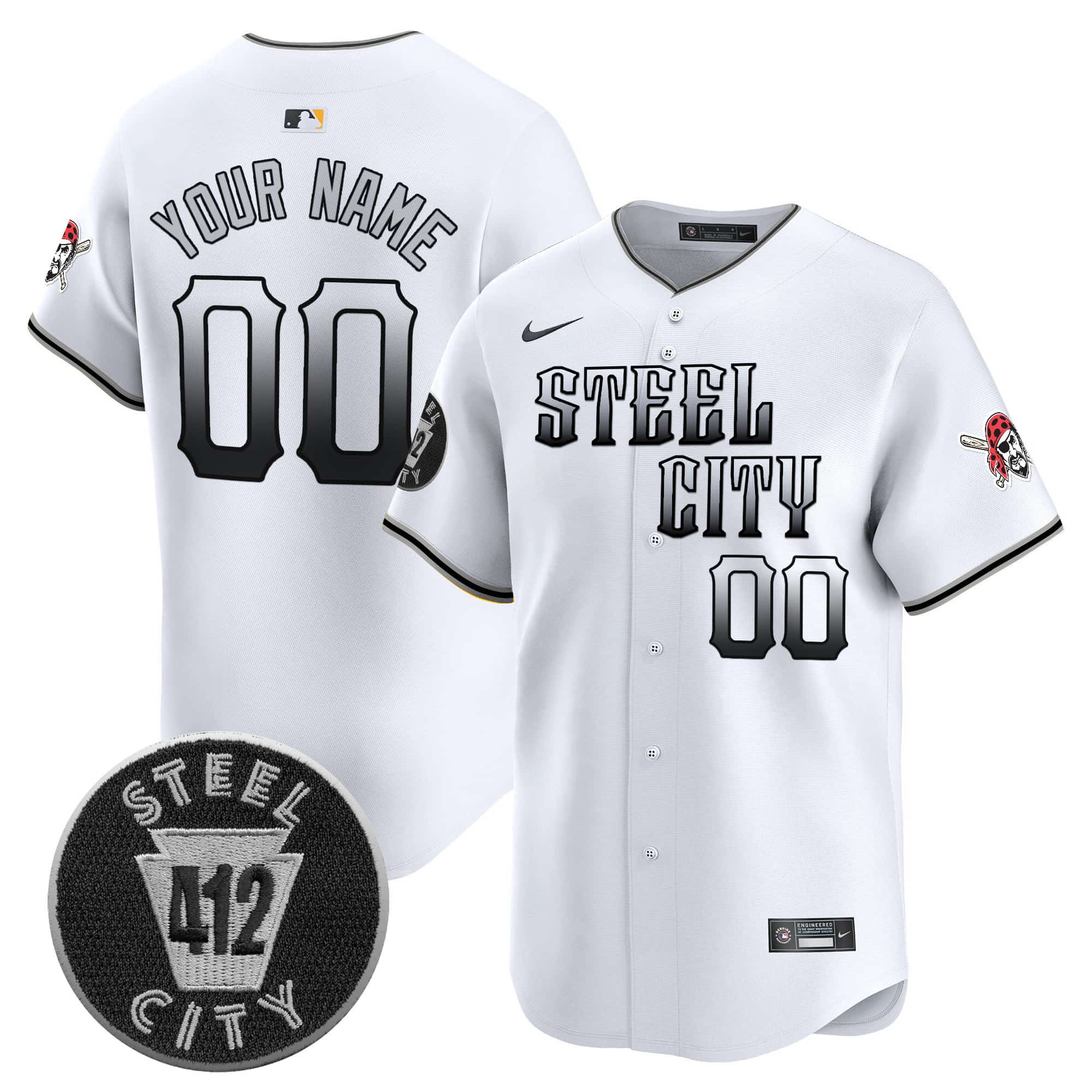 Pittsburgh Pirates 412 Patch Vapor Premier  Limited Custom Jersey V8 – All Stitched