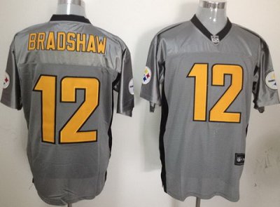 2012 Pittsburgh Steelers #12 Bradshaw Grey Shadow NFL Jerseys