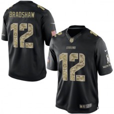 Pittsburgh Steelers #12 Terry Bradshaw Black Salute To Service Jersey