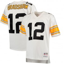 Pittsburgh Steelers #12 Terry Bradshaw White Retired Player Vintage Jersey