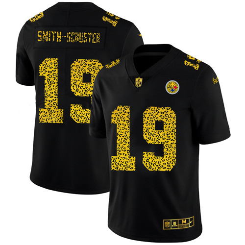 Pittsburgh Steelers #19 JuJu Smith-Schuster Men's Nike Leopard Print Fashion Vapor Limited NFL Jersey Black