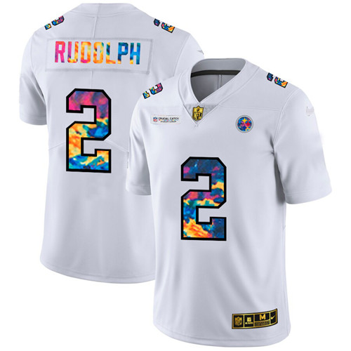 Pittsburgh Steelers #2 Mason Rudolph Men's White Nike Multi-Color 2020 NFL Crucial Catch Limited NFL Jersey