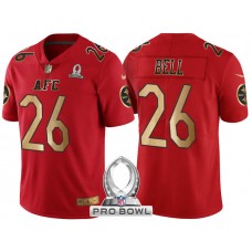 Pittsburgh Steelers #26 Le'Veon Bell AFC 2017 Pro Bowl Red Gold Limited Jersey