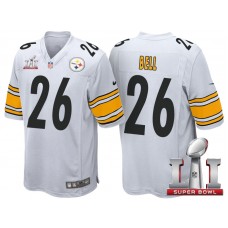 Pittsburgh Steelers #26 Le'Veon Bell White 2017 Super Bowl LI Patch Game Jersey