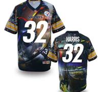 Pittsburgh Steelers #32 HARRIS Men's Stitched NFL Elite Fanatical Version Jersey (2)