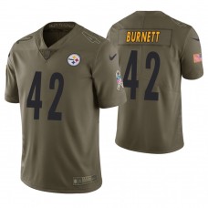 Pittsburgh Steelers #42 Morgan Burnett Olive Salute to Service Jersey