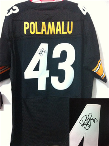 Pittsburgh Steelers #43 Troy Polamalu Black Nike Signed Elite Jersey