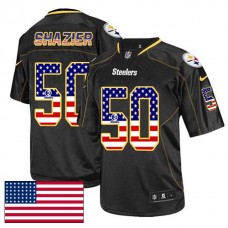 Pittsburgh Steelers #50 Ryan Shazier Black USA Flag Fashion Jersey