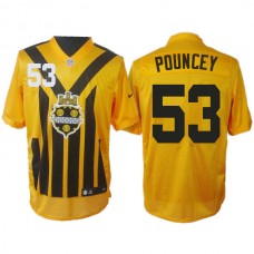 Pittsburgh Steelers #53 Maurkice Pouncey 1993s ThrowBack Elite Yellow Jersey