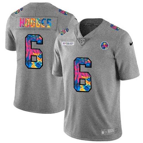 Pittsburgh Steelers #6 Devlin Hodges Men's Nike Multi-Color 2020 NFL Crucial Catch NFL Jersey Greyheather