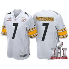 Pittsburgh Steelers #7 Ben Roethlisberger White 2017 Super Bowl LI Patch Game Jersey