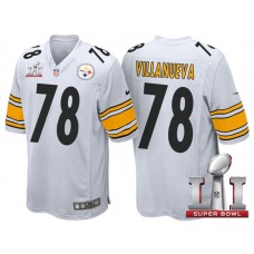 Pittsburgh Steelers #78 Alejandro Villanueva White 2017 Super Bowl LI Patch Game Jersey