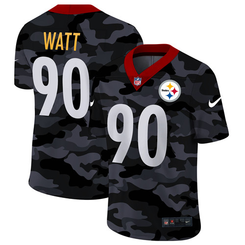 Pittsburgh Steelers #90 T.J. Watt Men's Nike 2020 Black CAMO Vapor Untouchable Limited Stitched NFL Jersey