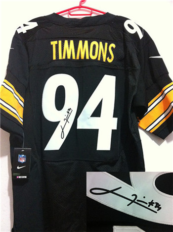 Pittsburgh Steelers #94 timmons Black Nike Signed Elite Jersey