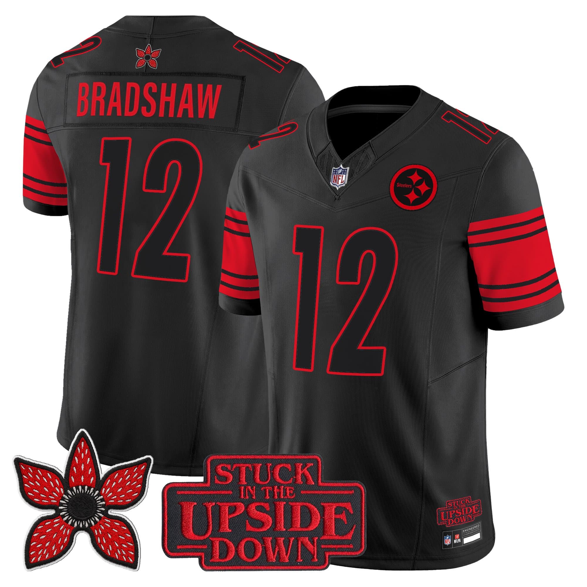 Pittsburgh Steelers ‘Stranger Things Edition’ Vapor Limited Jersey – All Stitched Terry Bradshaw