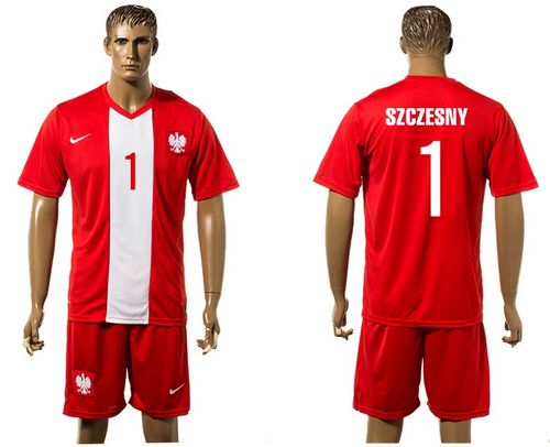 Poland #1 Szczesny Red Away Soccer Country Jersey