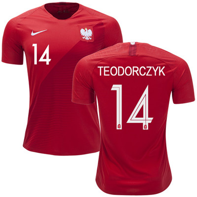 Poland #14 TEODORCZYK Away Soccer Country Jersey