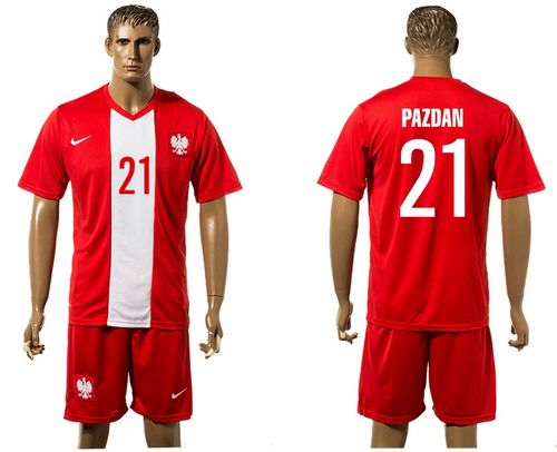 Poland #21 Pazdan Red Away Soccer Country Jersey