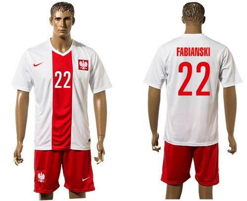 Poland #22 Fabianski White Home Soccer Country Jersey