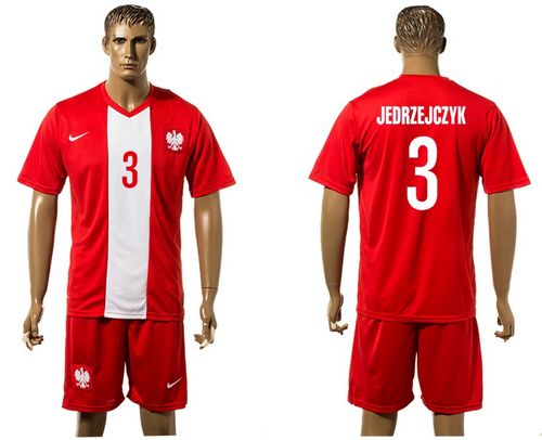 Poland #3 Jedrzejcjyk Red Away Soccer Country Jersey