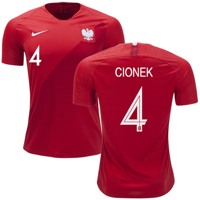 Poland #4 CIONEK Away Soccer Country Jersey