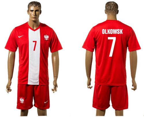 Poland #7 Olkowsk Red Away Soccer Country Jersey