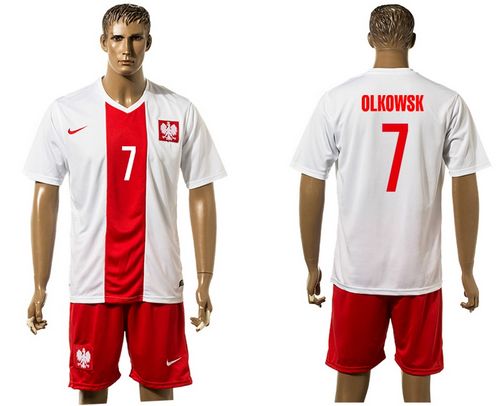 Poland #7 Olkowsk White Home Soccer Country Jersey