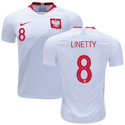 Poland #8 Linetty Home Soccer Country Jersey