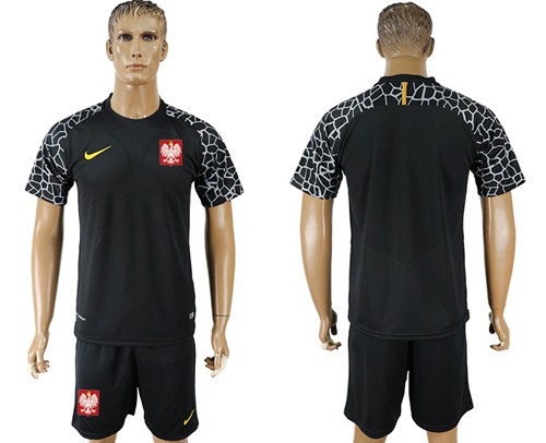 Poland Blank Black Goalkeeper Soccer Country Jersey