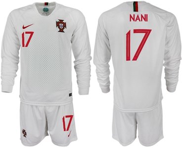 Portugal #17 Nani Away Long Sleeves Soccer Country Jersey
