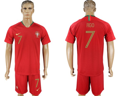 Portugal #7 Figo Home Soccer Country Jersey