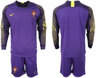 Portugal Blank Purple Goalkeeper Long Sleeves Soccer Country Jersey